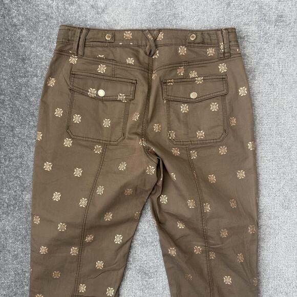 White House Black Market Pants Womens 10L Straight Crop Brown Metallic Print - Picture 12 of 13